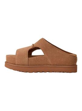 Sandálias UGG Goldenstar Hi Cutout Slide Chestnut para mulheres.