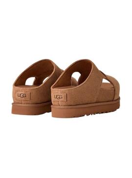 Sandálias UGG Goldenstar Hi Cutout Slide Chestnut para mulheres.