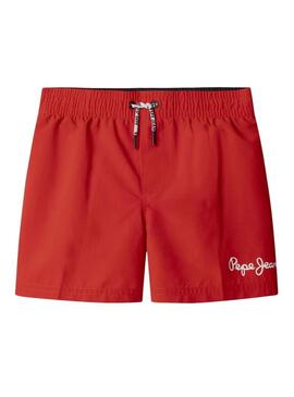 Roupa de banho Pepe Jeans com estampa do logo vermelho para menino.