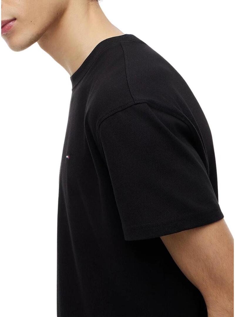 Camiseta Tommy Jeans Sflag preta para homens.