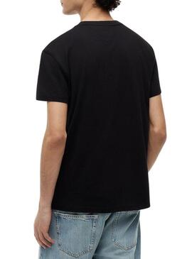 Camiseta Tommy Jeans Sflag preta para homens.