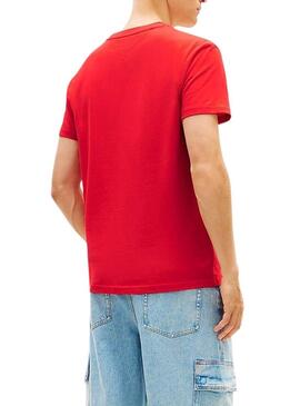 Camiseta Tommy Jeans Big Flag vermelha para homem