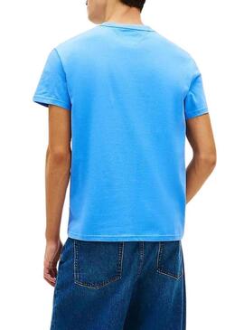 Camiseta Tommy Jeans Big Flag azul para homem