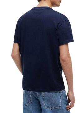 Camisa Tommy Jeans Big Flag azul marinho para homens