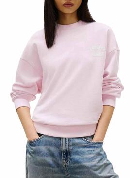 Moletom Tommy Jeans Bubble rosa para mulher.