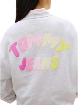 Moletom Tommy Jeans Bubble cinza para mulher