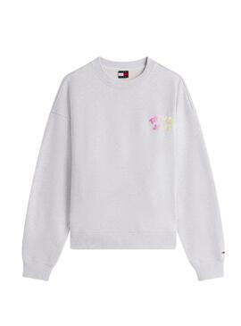 Moletom Tommy Jeans Bubble cinza para mulher