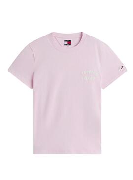 Camiseta Tommy Jeans Bubble rosa para mulher