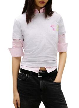 Camisa Tommy Jeans Bubble cinza para mulher