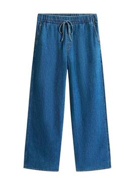 Calça Tommy Jeans em denim chambray médio para mulher.