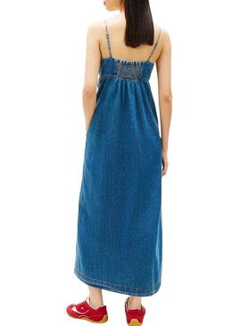 Vestido Tommy Jeans Chambray maxi para mulher