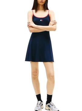 Vestido Tommy Jeans alças patinadora azul para mulher