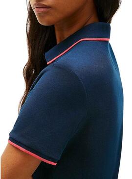 Vestido Tommy Jeans de piqué plissado azul para mulher.