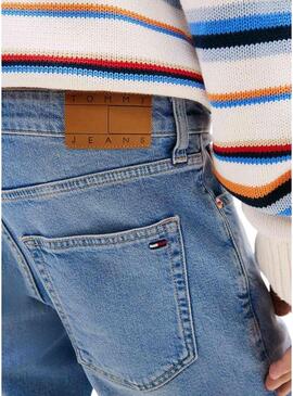 Bermuda jeans Tommy Jeans Scanton lavagem média para homem.