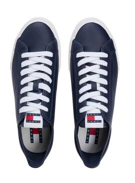 Sapatilhas de couro Tommy Jeans Archive com logo marinho para homem.