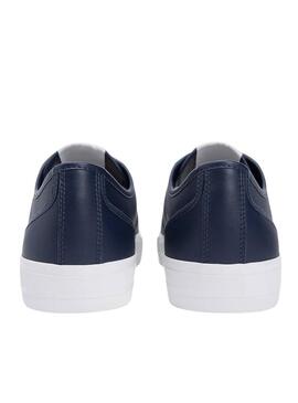 Sapatilhas de couro Tommy Jeans Archive com logo marinho para homem.