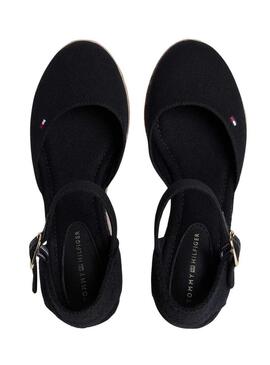 Alpargatas Tommy Hilfiger preto com salto médio para mulher.