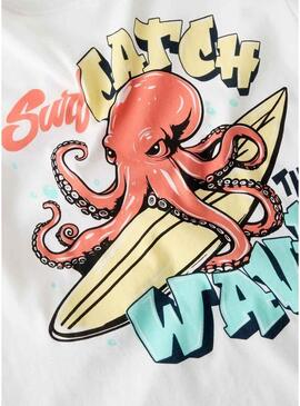 Camiseta Name It Fane branca para menino.