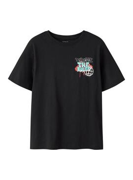 Camiseta Name It Flynn preta para menino.