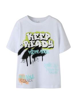 Camiseta Name It Flynn branca para menino.