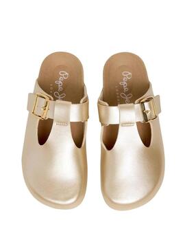 Tamancos Pepe Jeans Oban Great dourado para menina