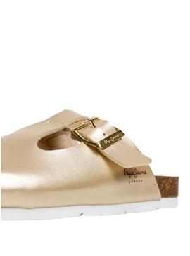 Tamancos Pepe Jeans Oban Great dourado para menina