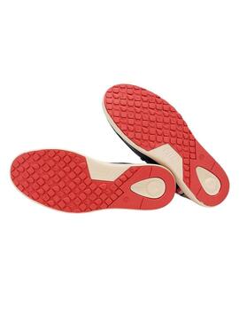 Sapatos Walkin Pitas Cana azul marinho para homens.