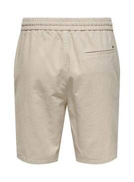 Bermudas Only and Sons Linus bege para homem.
