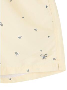 Calção de banho Silbon amarelo com raquetes para homem.