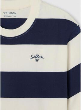 Camisa Silbon Special fit boxy listrada para homem.