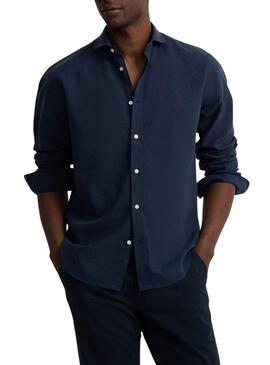Camisa Silbon Sport Linho azul para homem