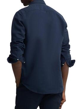 Camisa Silbon Sport Linho azul para homem