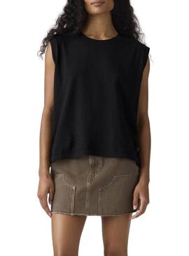 Camiseta Levis Boxy Tank preto para mulher.