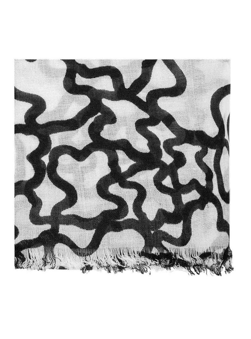 Lenço Tous Kaos estampado ursos branco e preto para mulher.