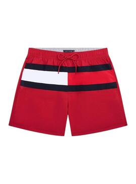 Calção de banho Tommy Hilfiger Flag vermelho para homem.