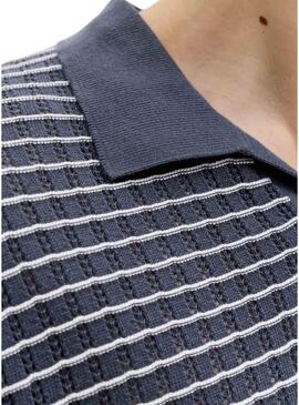 Camisa polo Jack and Jones Nantucket listrada azul para homens.