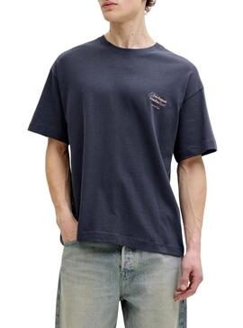 Camiseta Jack and Jones Montauk azul marinho para homem.