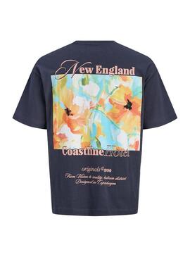 Camiseta Jack and Jones Montauk azul marinho para homem.