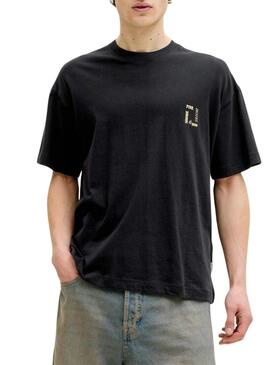 Camiseta Jack and Jones Montauk preta para homem.