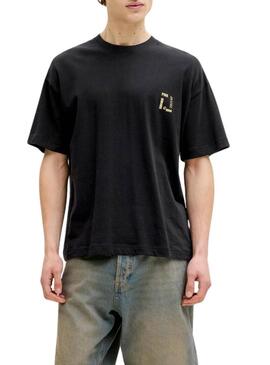 Camiseta Jack and Jones Montauk preta para homem.