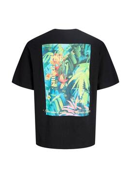Camiseta Jack and Jones Montauk preta para homem.