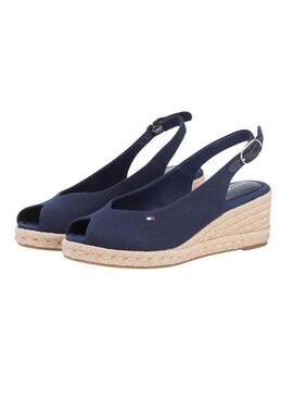 Espadrilhas Tommy Hilfiger sem salto em azul marinho com cunha média para mulher.