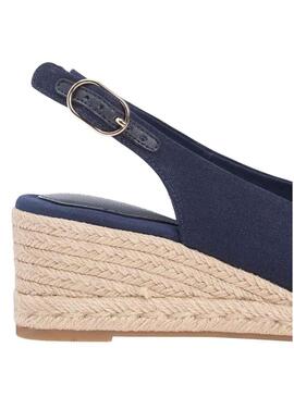 Espadrilhas Tommy Hilfiger sem salto em azul marinho com cunha média para mulher.