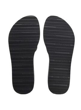 Chinelo Tommy Hilfiger Flag Print com cunha preto para mulher