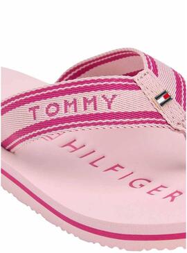 Chinelos Tommy Hilfiger Webbing rosa para mulher.