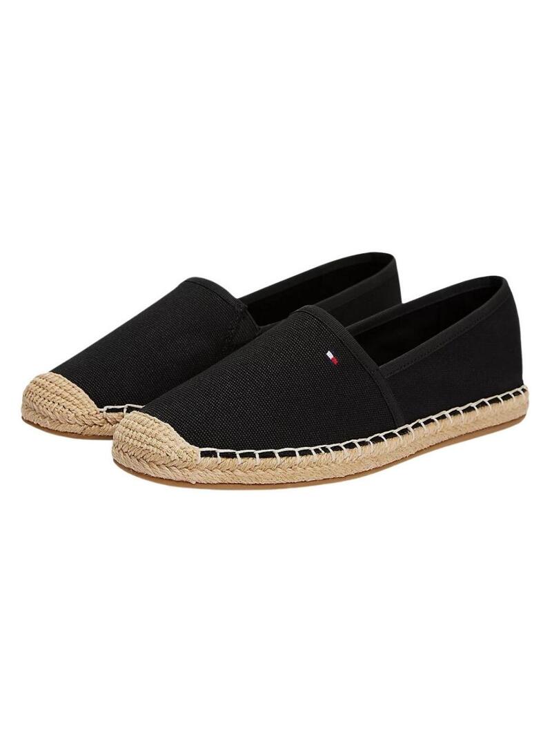 Alpargatas Tommy Hilfiger Flag Canvas preto para mulher.