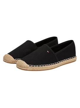 Alpargatas Tommy Hilfiger Flag Canvas preto para mulher.