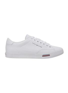 Sapatilhas de couro branco Tommy Hilfiger Vulc Core para homem.