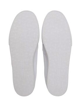 Sapatilhas de couro branco Tommy Hilfiger Vulc Core para homem.