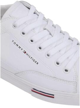Sapatilhas de couro branco Tommy Hilfiger Vulc Core para homem.